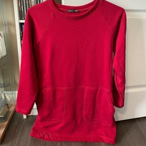 Zara red long sleeve t-shirt dress with pockets